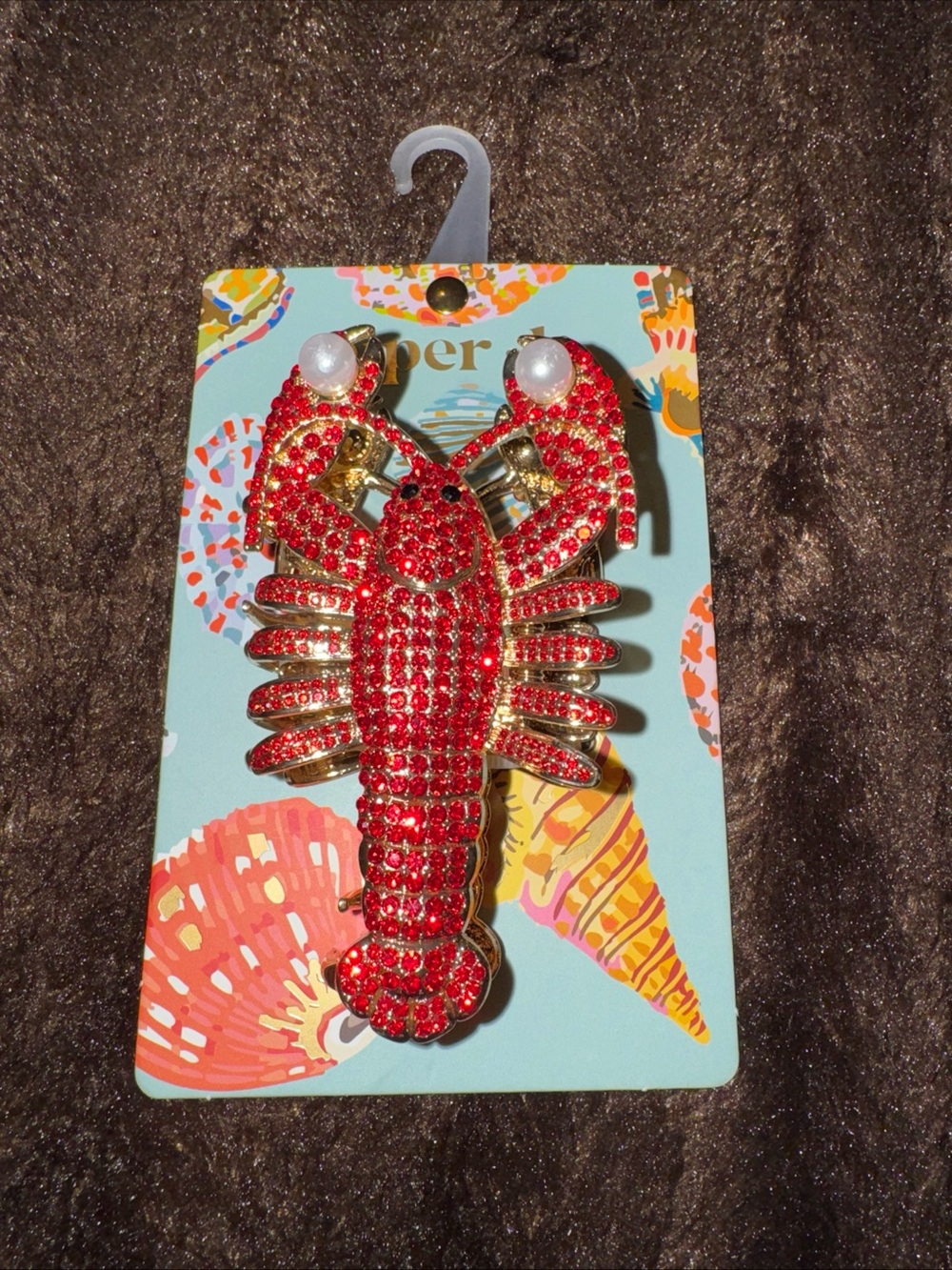 Red Lobster Crystal Hair Clip - Fashion Hair Accessory